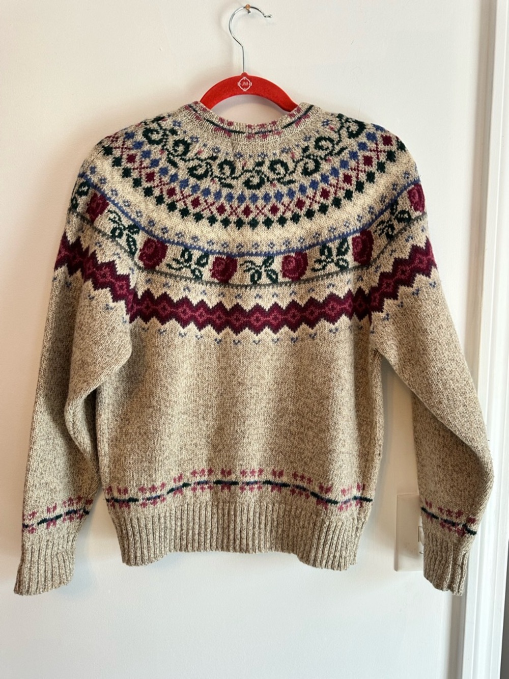 Eddie Bauer VINTAGE Cottage Core Wool Blend Cardigan Sweater -  floral design - Picture 3 of 4